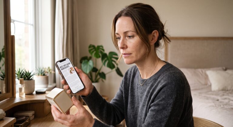 oman reading product reviews before buying skincare online